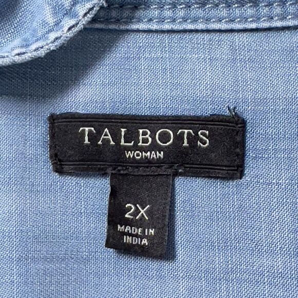 Talbots Lyocell Denim Button Up Shirt Womens Sz 2X Blue Chambray Long Sleeve - Picture 5 of 10